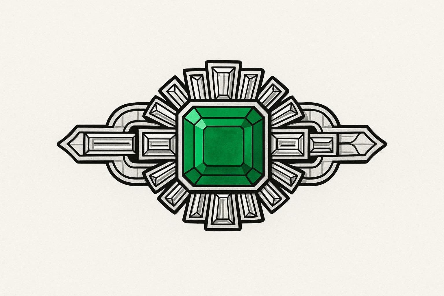 Broche émeraude Broche émeraude