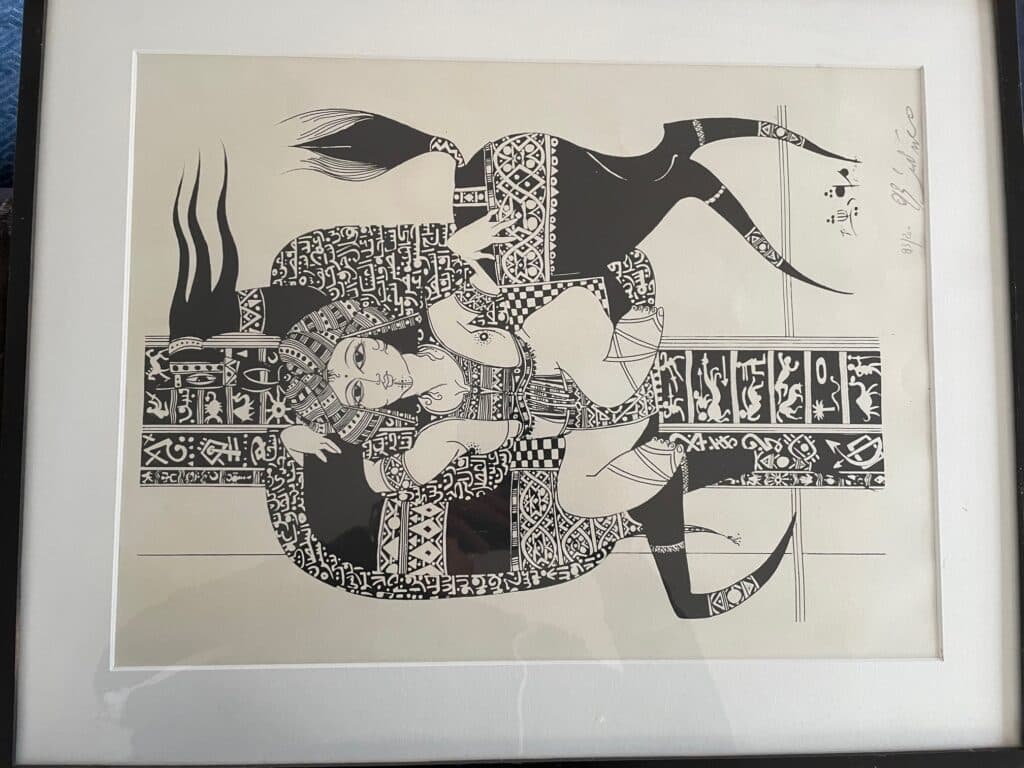 Estimation de lithographie d’Adel Magdiche – Acrylique en excellent état – Encadrement d’origine – Exemplaire 93/200 – Artiste tunisien