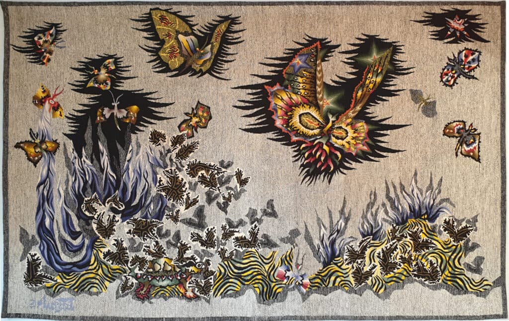 Élégante et Ancienne Tapisserie de Lurcat intitulée Paques 62 aux Dimensions Impressionnantes de 152x230cm