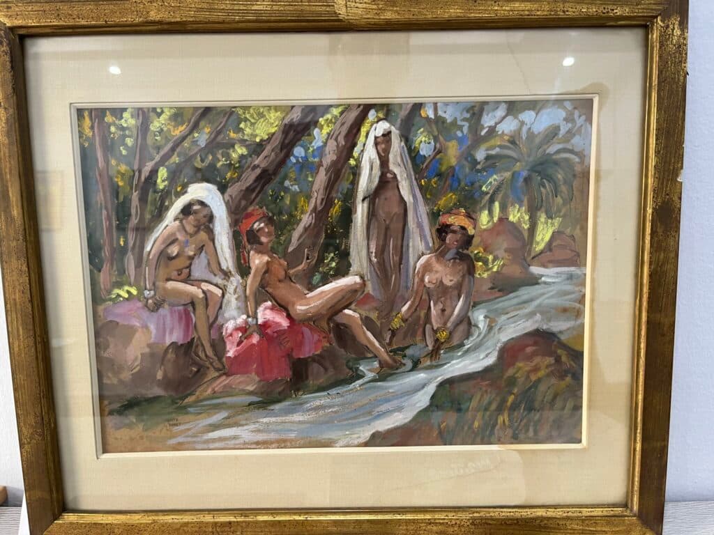 Estimation de valeur pour la peinture “Les Baigneuses” par Etienne Dinet, achetée à Paris en 1975
