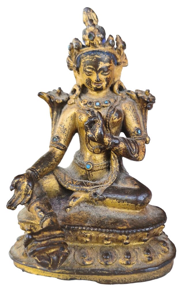 Évaluation d’une sculpture tibétaine en bronze doré de 35 cm Évaluation d’une sculpture tibétaine en bronze doré de 35 cm