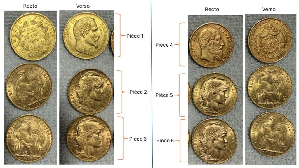 Estimation de 6 Louis d’or historiques en bon état Estimation de 6 Louis d’or historiques en bon état