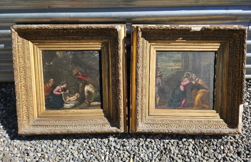 Estimation de deux peintures du 15e/16e siècle : Visitation et Adoration Estimation de deux peintures du 15e/16e siècle : Visitation et Adoration