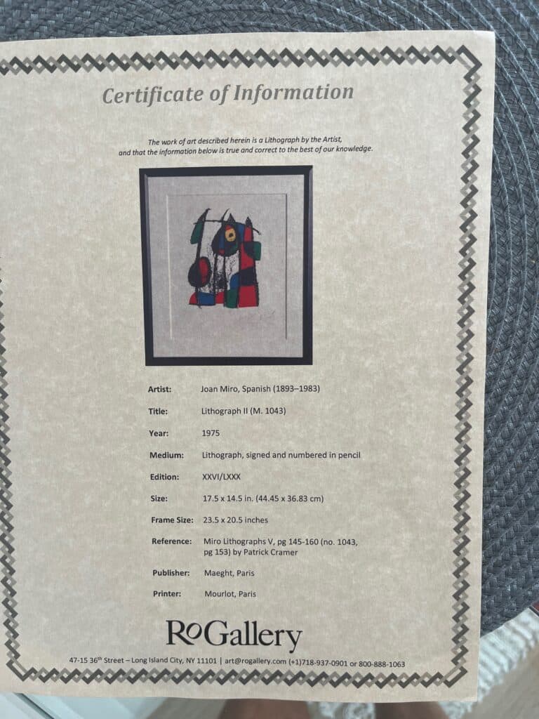 Lithographie signée par Joan Miró en édition limitée, un trésor artistique Lithographie signée par Joan Miró en édition limitée, un trésor artistique